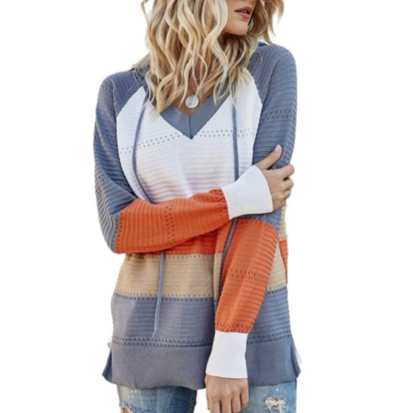 Sweaters - NWT Wide Knit Oversized Hooded Colorblock Sweater